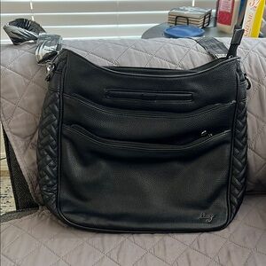 Black Faux Leather Bag Lug Cable Car